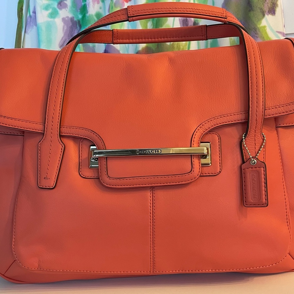 Coach Taylor Marin Satchel in Coral with Silvertone Hardware